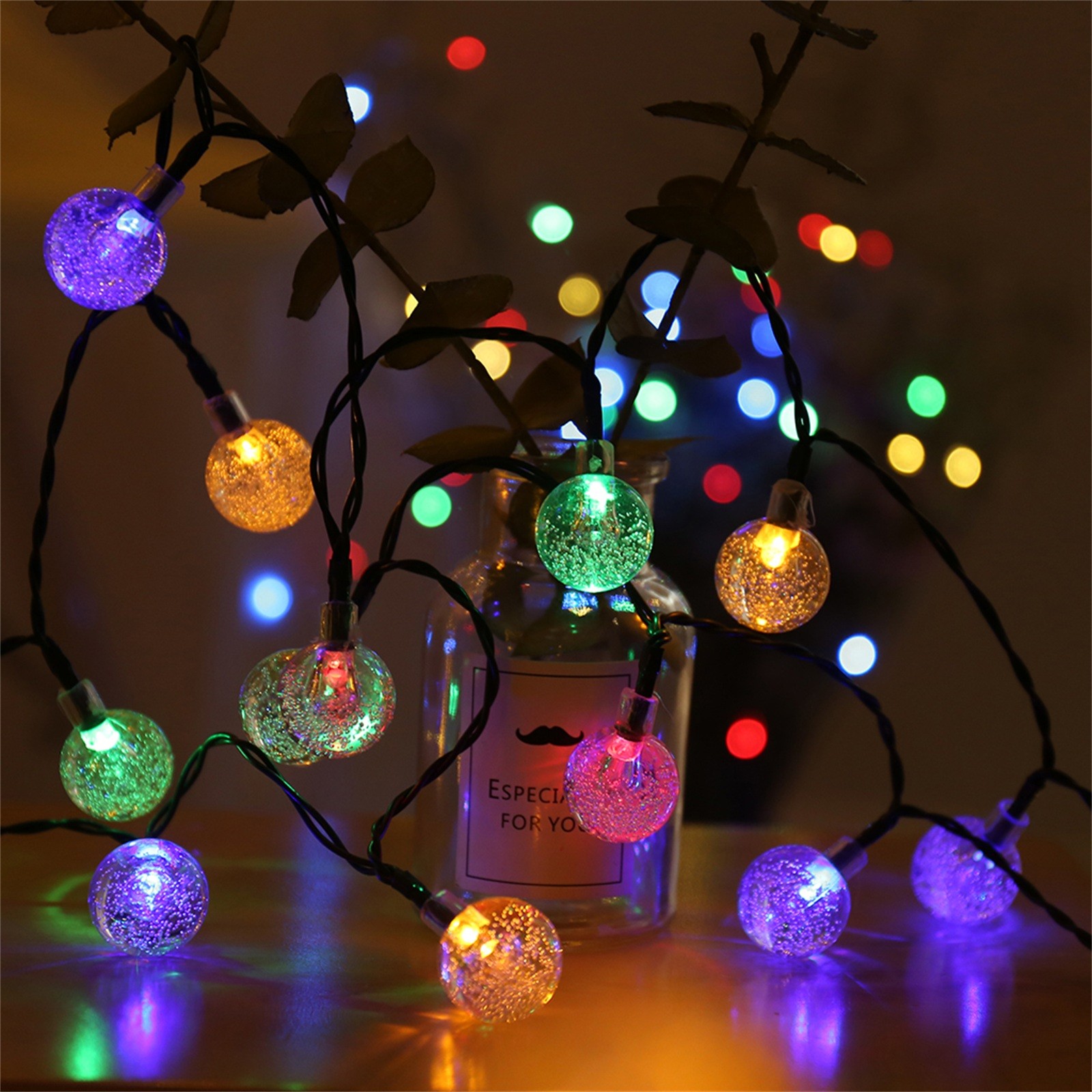 Solar Bubble Balls Lamp String Lights Outdoor Water Drops Outdoor Waterproof Orb Christmas Lights Patio Holiday Party