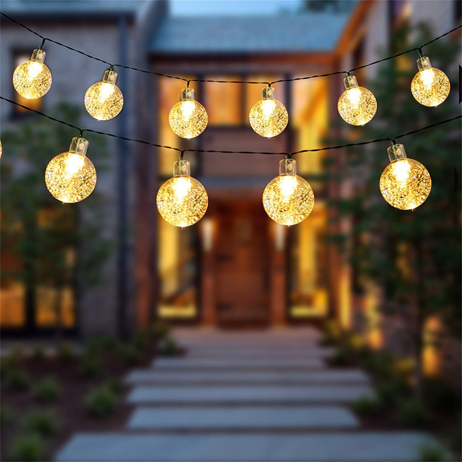 Solar Bubble Balls Lamp String Lights Outdoor Water Drops Outdoor Waterproof Orb Christmas Lights Patio Holiday Party