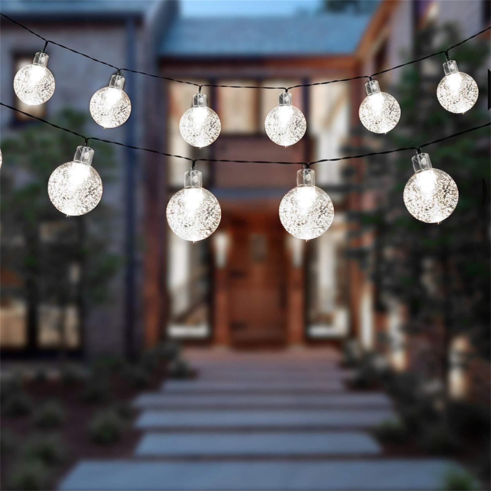 Solar Bubble Balls Lamp String Lights Outdoor Water Drops Outdoor Waterproof Orb Christmas Lights Patio Holiday Party