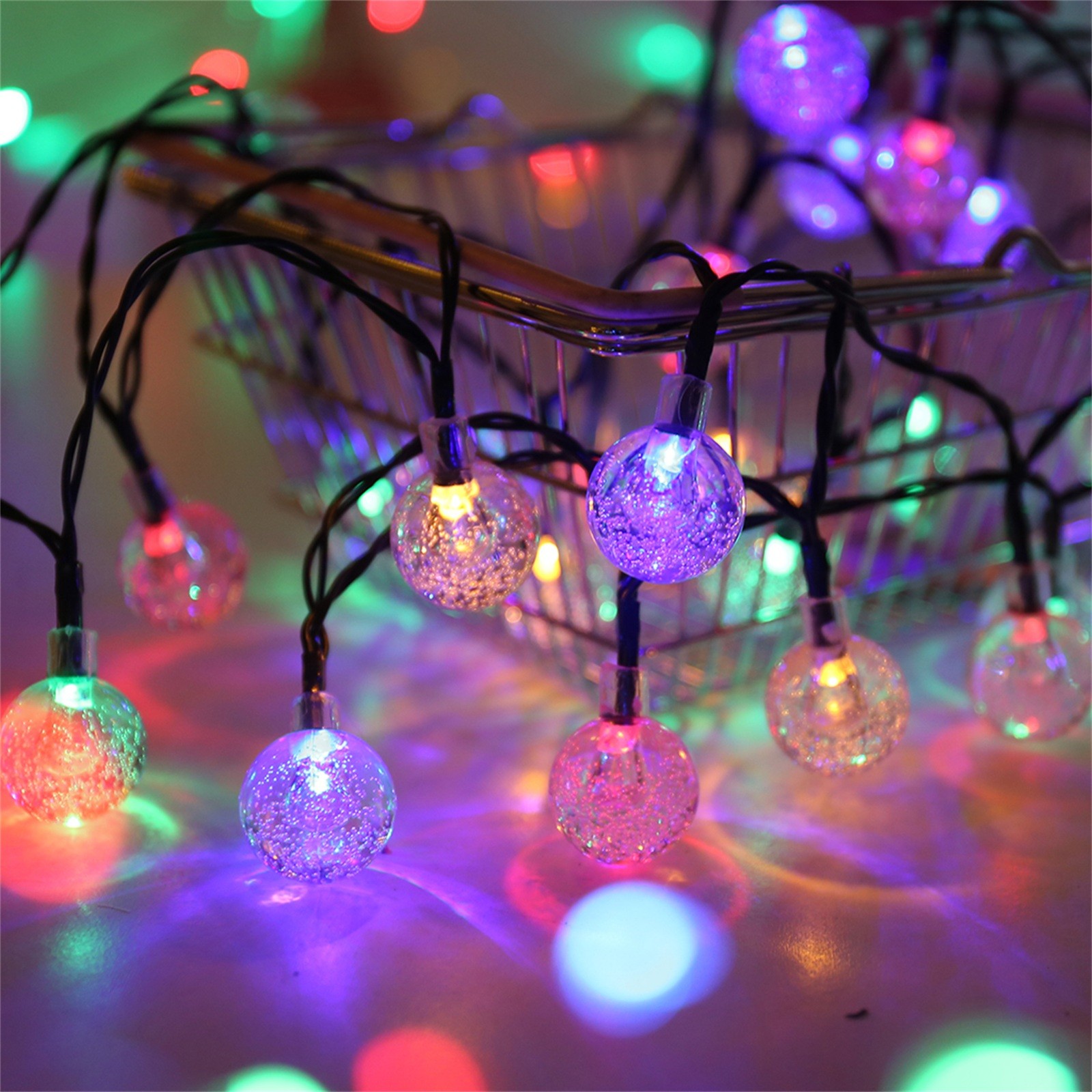 Solar Bubble Balls Lamp String Lights Outdoor Water Drops Outdoor Waterproof Orb Christmas Lights Patio Holiday Party