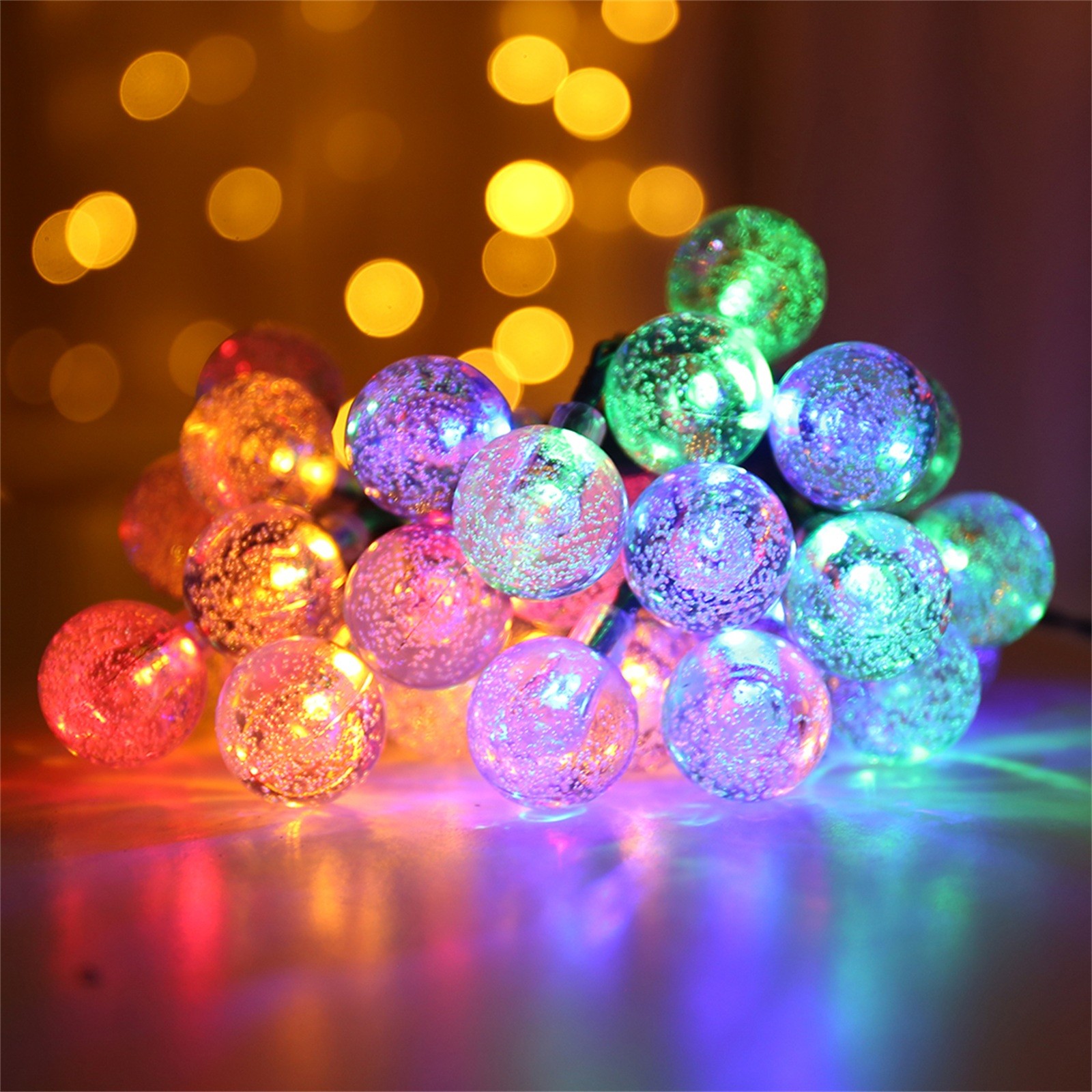 Solar Bubble Balls Lamp String Lights Outdoor Water Drops Outdoor Waterproof Orb Christmas Lights Patio Holiday Party