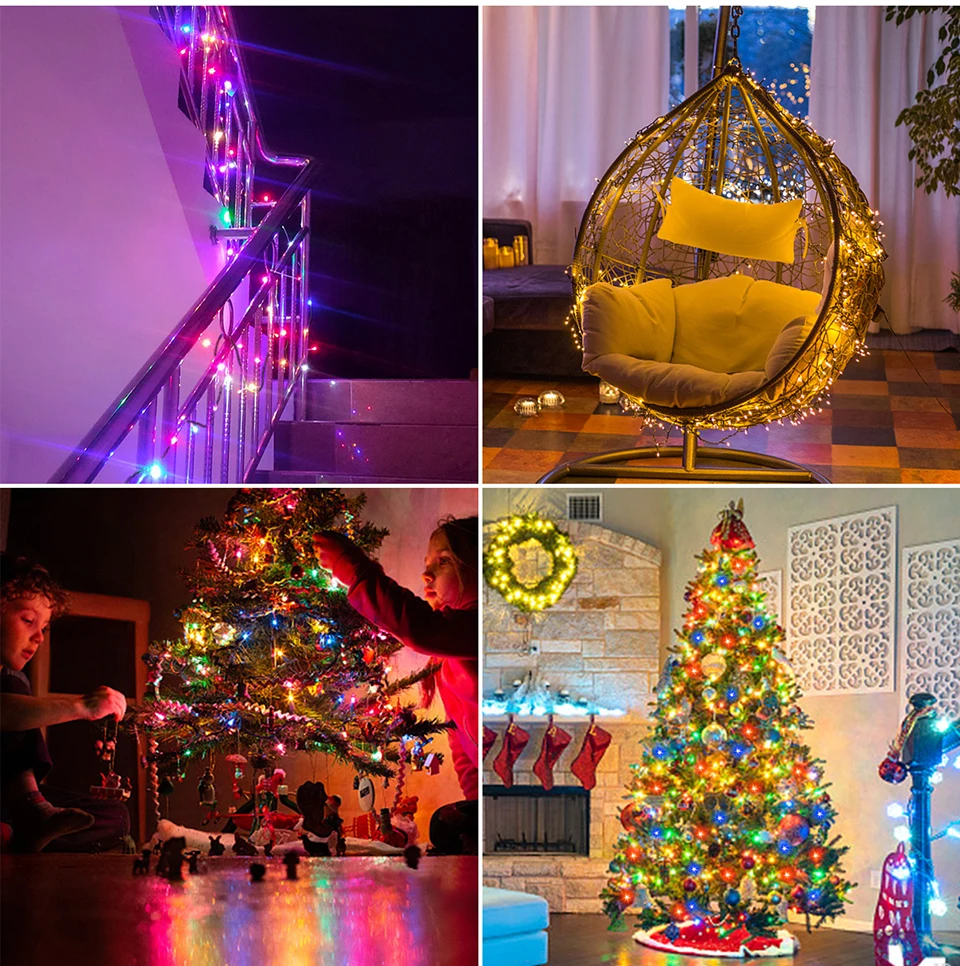 Outdoor Garden LED String Light Christmas Fairy Lights Waterproof Garland Lamp For Home Courtyard Holiday New Year Party Decor