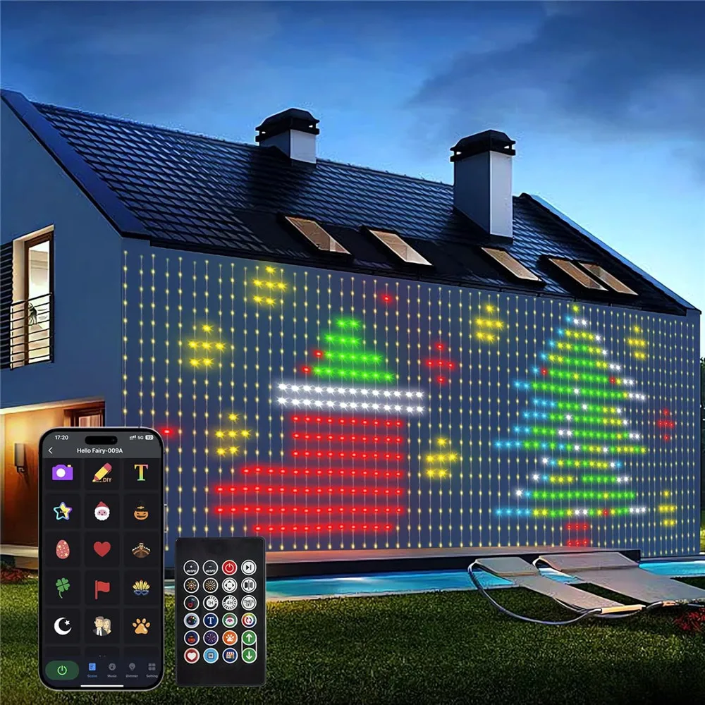 Smart LED Curtain Lights USB,400 LED Dynamic Pattern DIY Curtain String Lights with App & Remote for Birthday Easter Gift