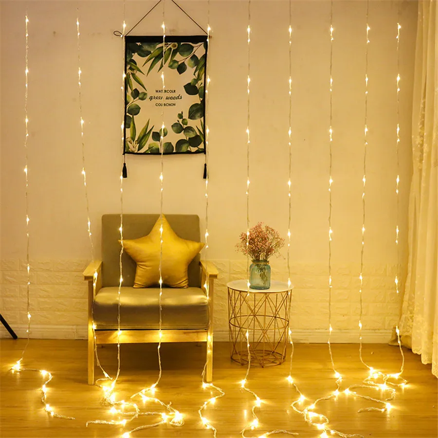 3x2/3x3/6x3M LED Meteor Shower Rain Waterfall Curtain Lights Christmas LED String Lights Window Waterfall Fairy Icicle Lights