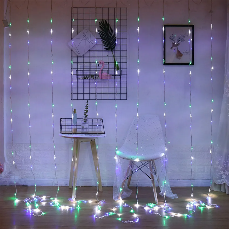 3x2/3x3/6x3M LED Meteor Shower Rain Waterfall Curtain Lights Christmas LED String Lights Window Waterfall Fairy Icicle Lights