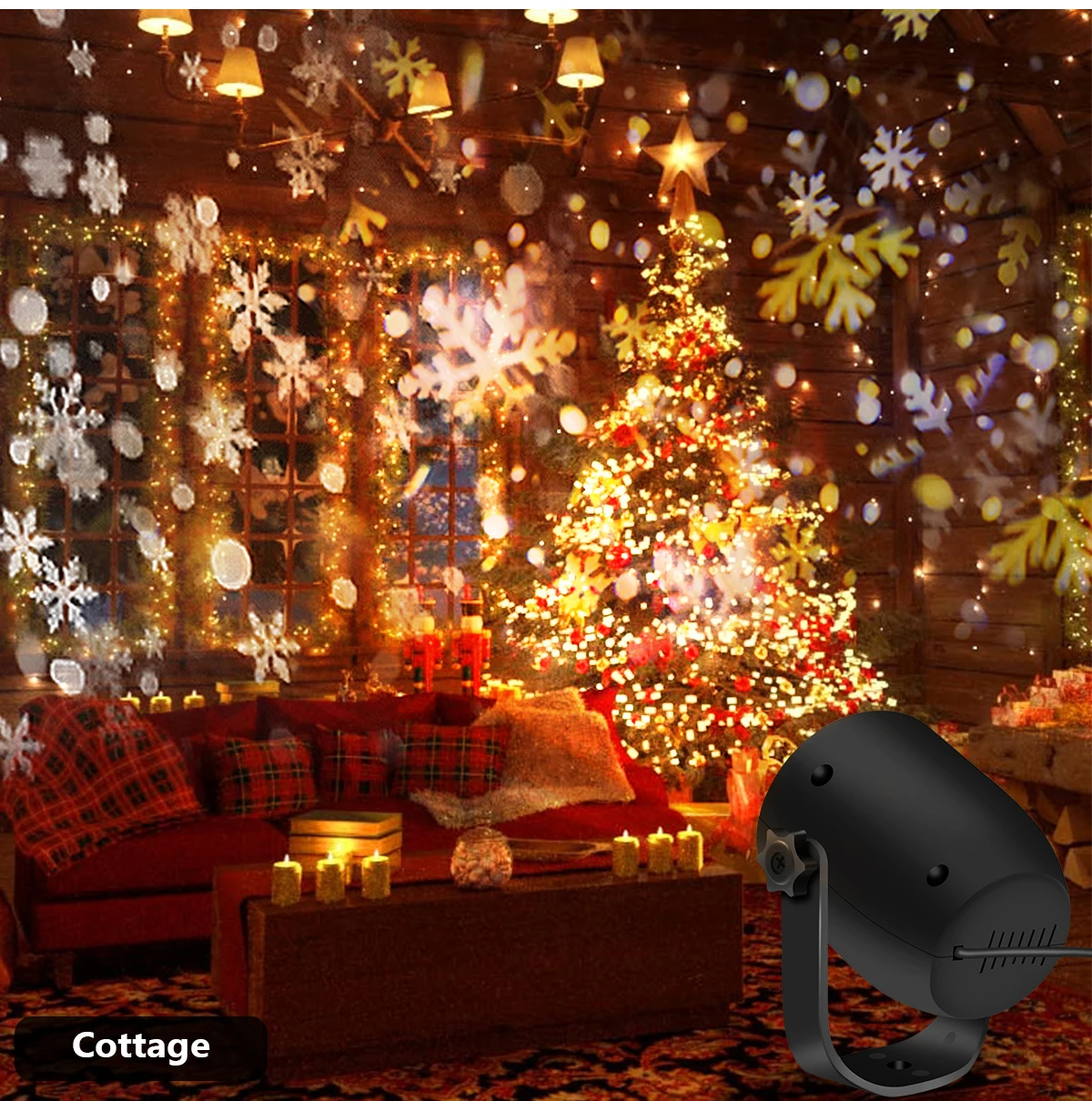 Christmas LED Snowflake Lights Projector for Indoor/Outdoor Garden Patio Yard House Wall Holiday Projector for Xmas New Year