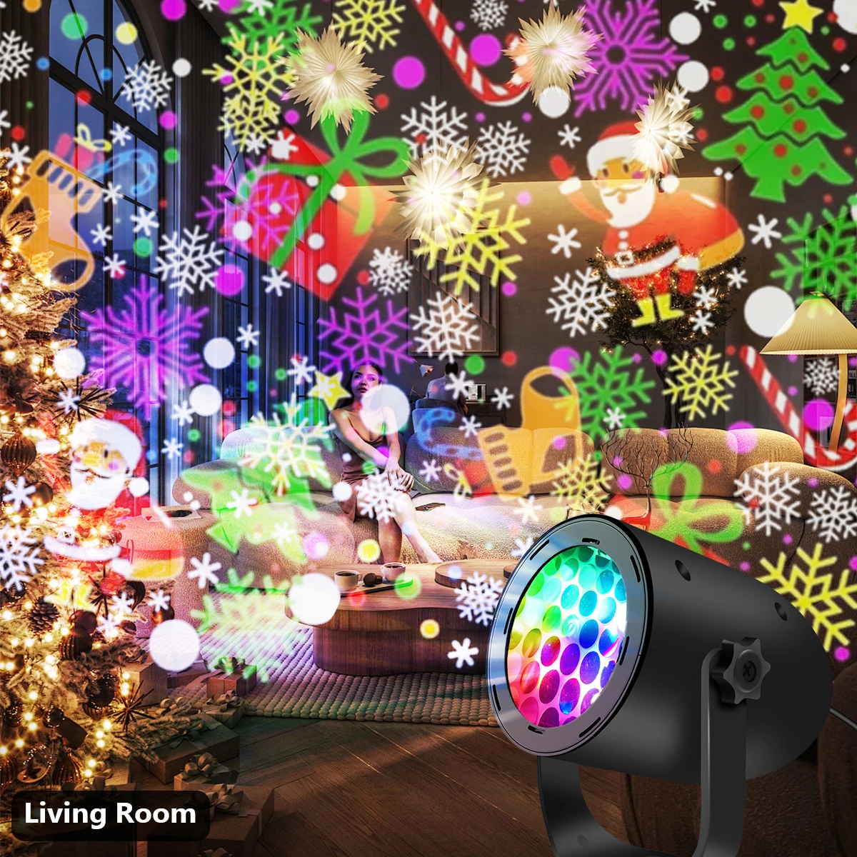 Christmas LED Snowflake Lights Projector for Indoor/Outdoor Garden Patio Yard House Wall Holiday Projector for Xmas New Year