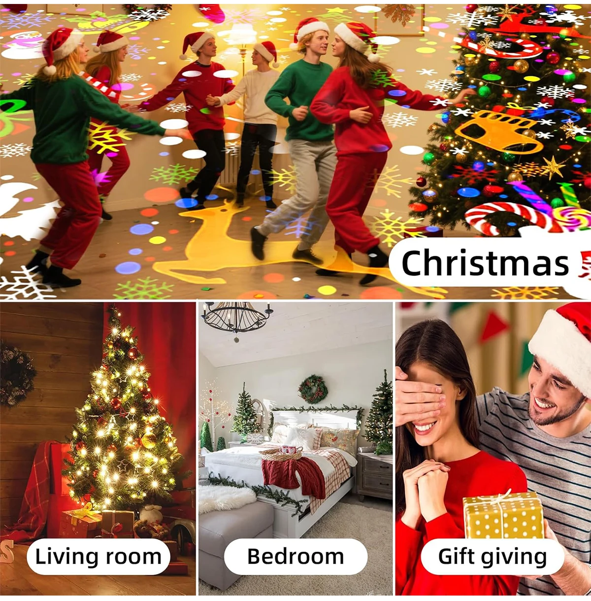 Christmas LED Snowflake Lights Projector for Indoor/Outdoor Garden Patio Yard House Wall Holiday Projector for Xmas New Year