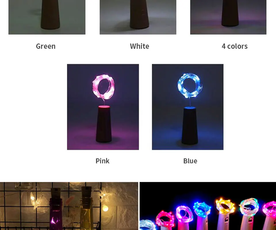10PCS/Lot LED Wine Bottle Lights with Cork Fairy Mini String Lights Liquor Bottles Crafts Party Wedding Decoration