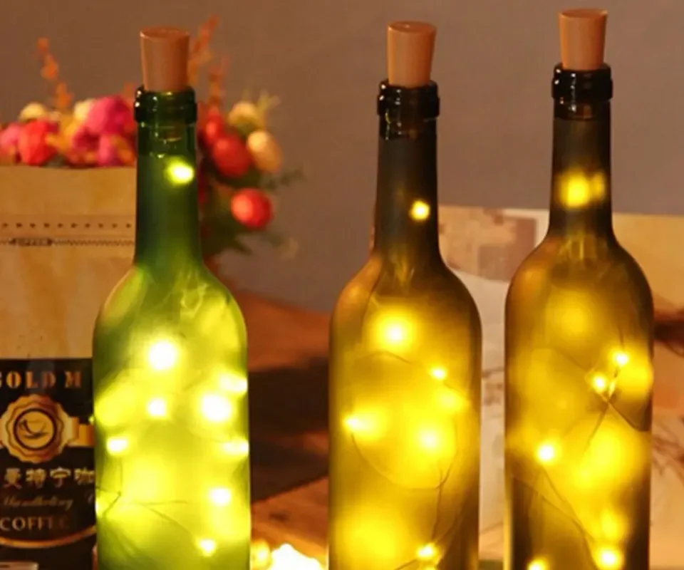 10PCS/Lot LED Wine Bottle Lights with Cork Fairy Mini String Lights Liquor Bottles Crafts Party Wedding Decoration