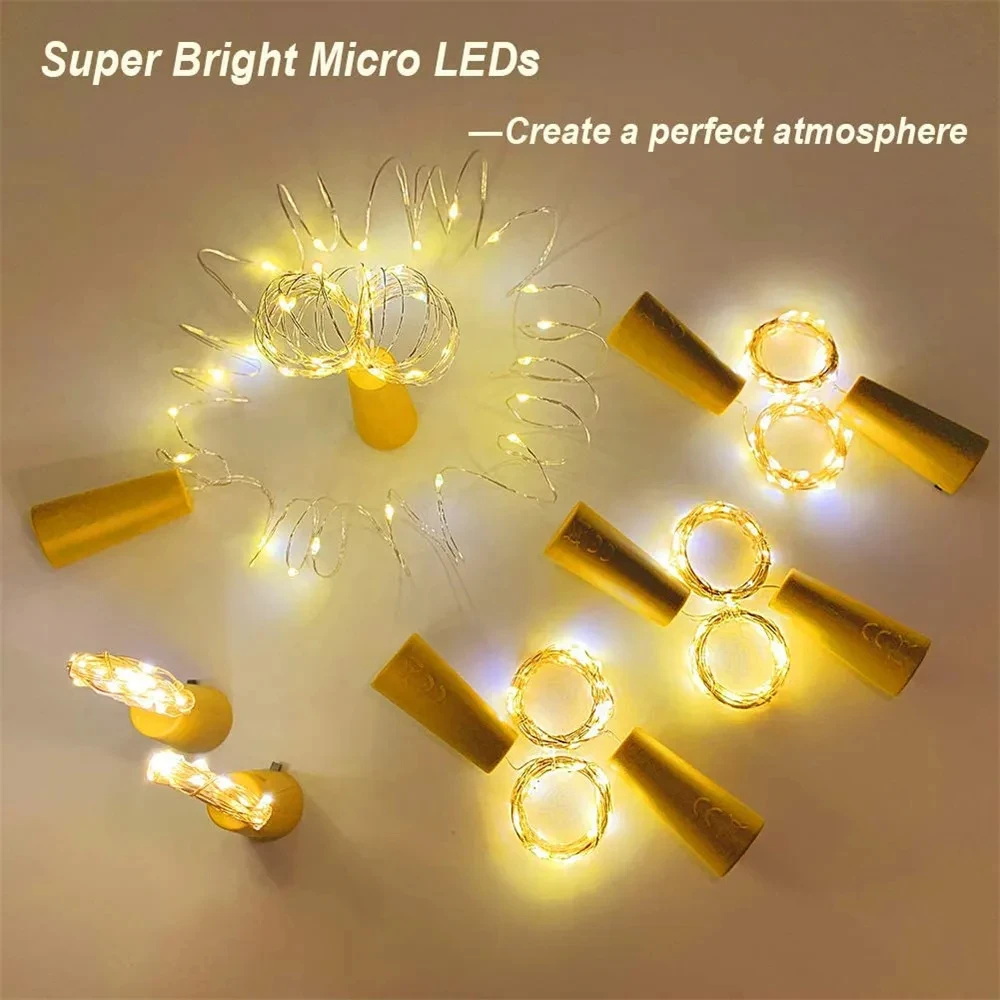 20 LED 10 Packs Wine Bottle Lights Copper Wire Fairy String Light Warm White Bottle Stopper Atmosphere Lamp for Xmas Holiday