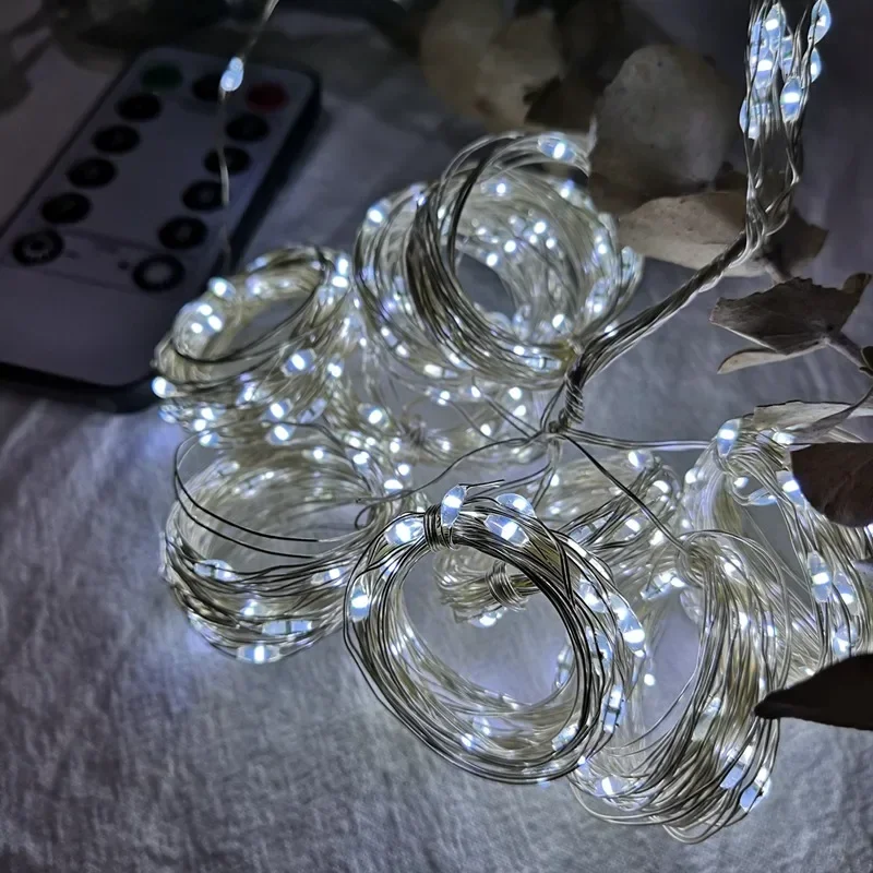 Christmas Lights Led Decoration Fairy New Year's Decor for Room Garlands String Curtain Waterfalls Strip Bedrooms 2024 Noveltie