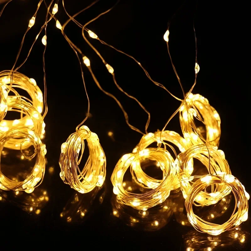 Christmas Lights Led Decoration Fairy New Year's Decor for Room Garlands String Curtain Waterfalls Strip Bedrooms 2024 Noveltie