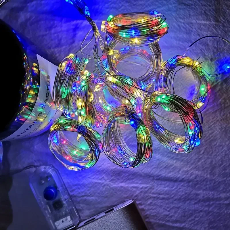 Christmas Lights Led Decoration Fairy New Year's Decor for Room Garlands String Curtain Waterfalls Strip Bedrooms 2024 Noveltie