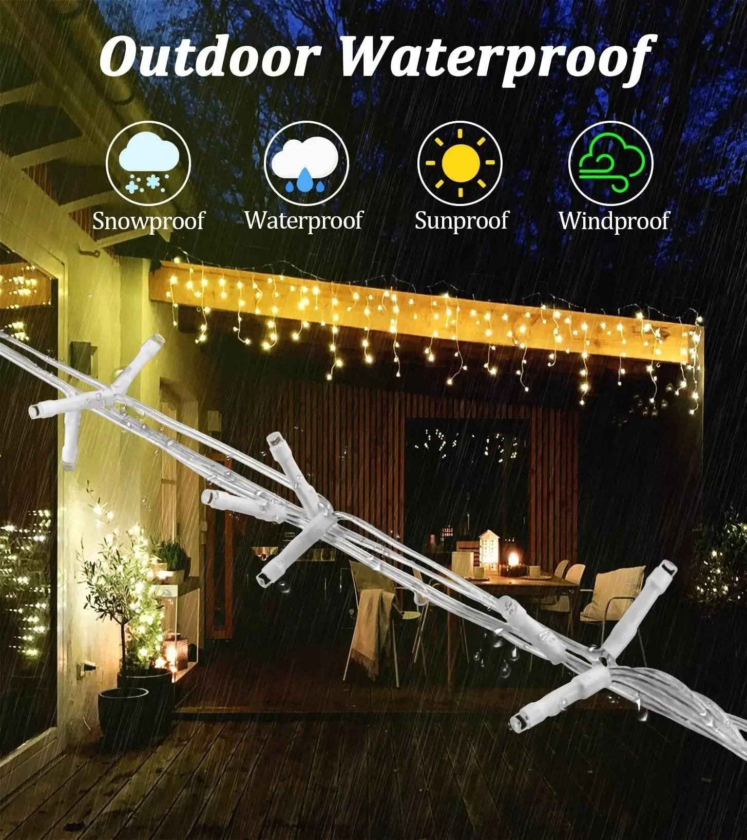 Christmas Decorations 2026 Star Garland 4M(W)*0.4/0.5/0.6M(H) With Twinkling Strobes (Warm White+Cool White)8 Modes Festoon Led
