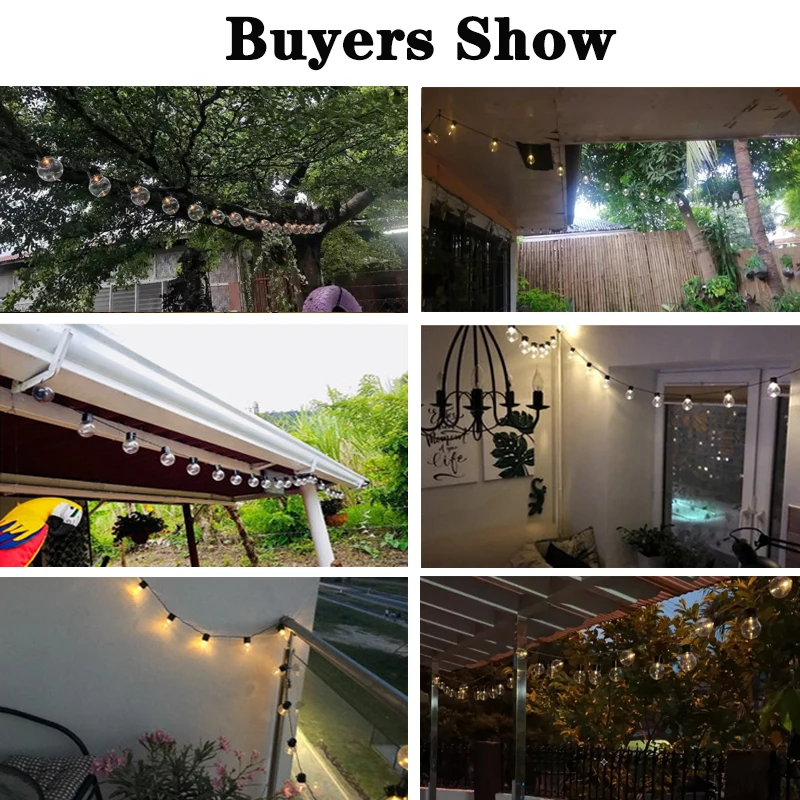 Solar Led Fairy Lights Outdoor Garland Street G50 Bulb String Light For Garden Holiday Christmas Decoration
