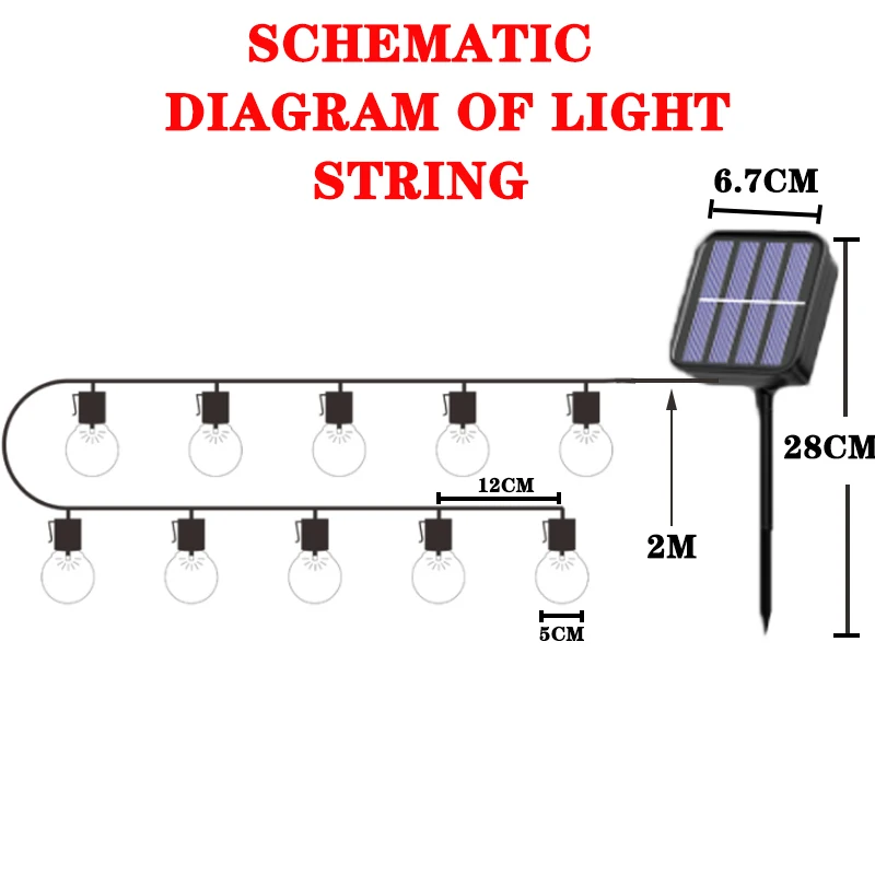 Solar Led Fairy Lights Outdoor Garland Street G50 Bulb String Light For Garden Holiday Christmas Decoration