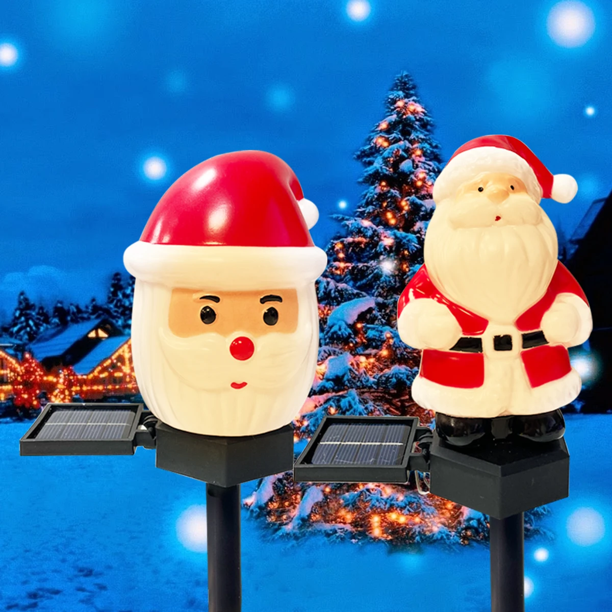1pc Christmas Santa Claus & Snowman Landscape Lawn Solar Light Outdoor Waterproof Courtyard Ground Stakes Light For Garden Decor