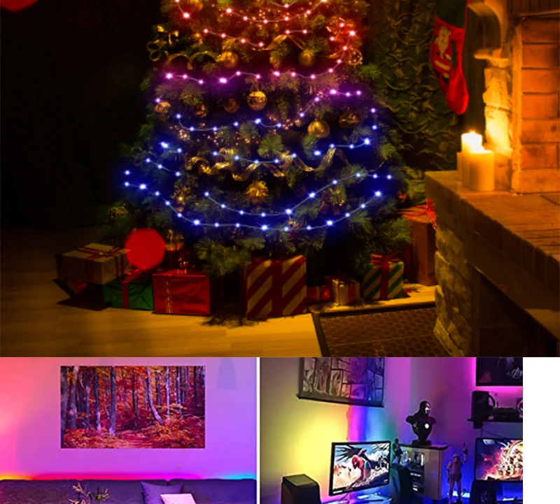 DC12V WS2811 WS2812 SK6812 Dream Color Fairy String Lights RGBIC Addressable Individually Room TV Party Kitchen Decoration