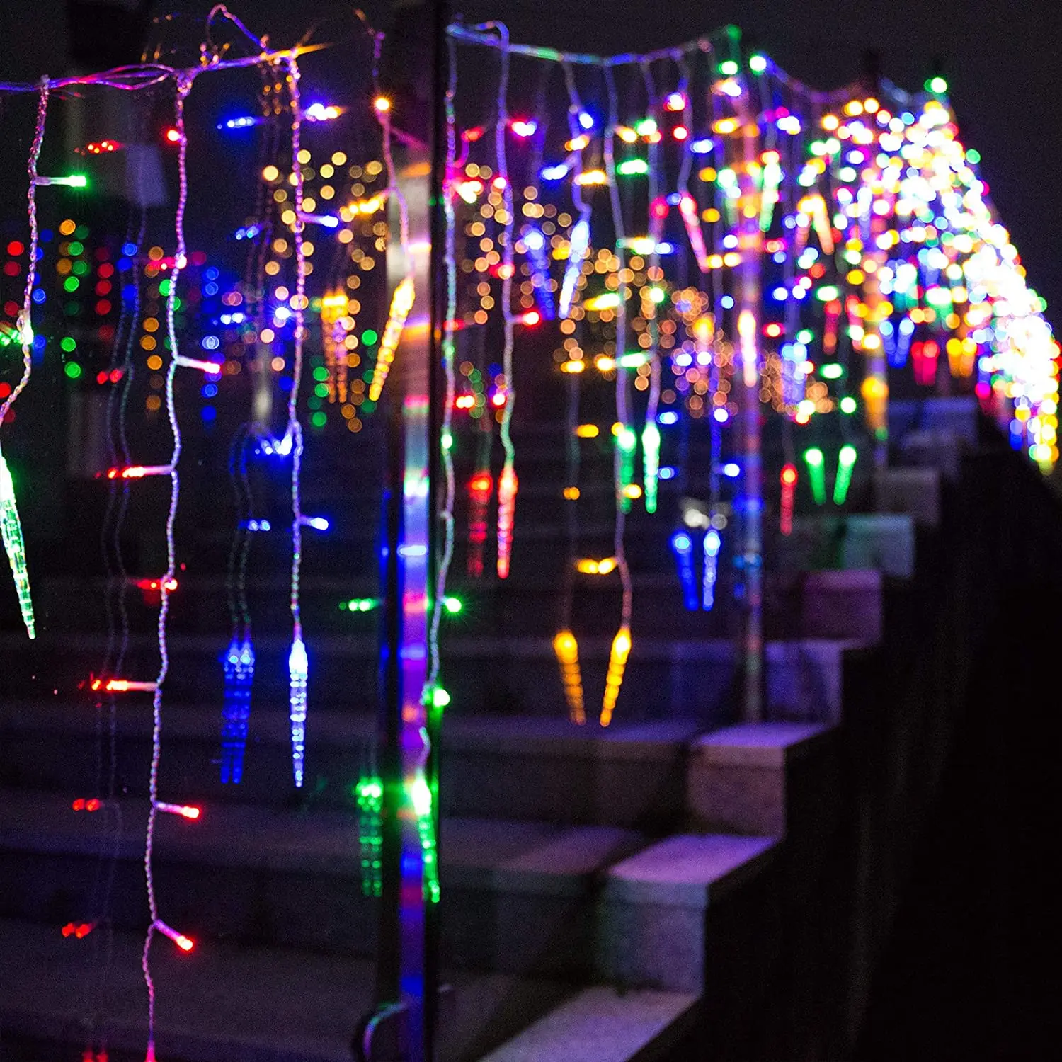 Street Garland on House Led Icicle Lights Christmas Ornaments New Year 2026 Home Decor Four Light Colors Available Ice Festoon
