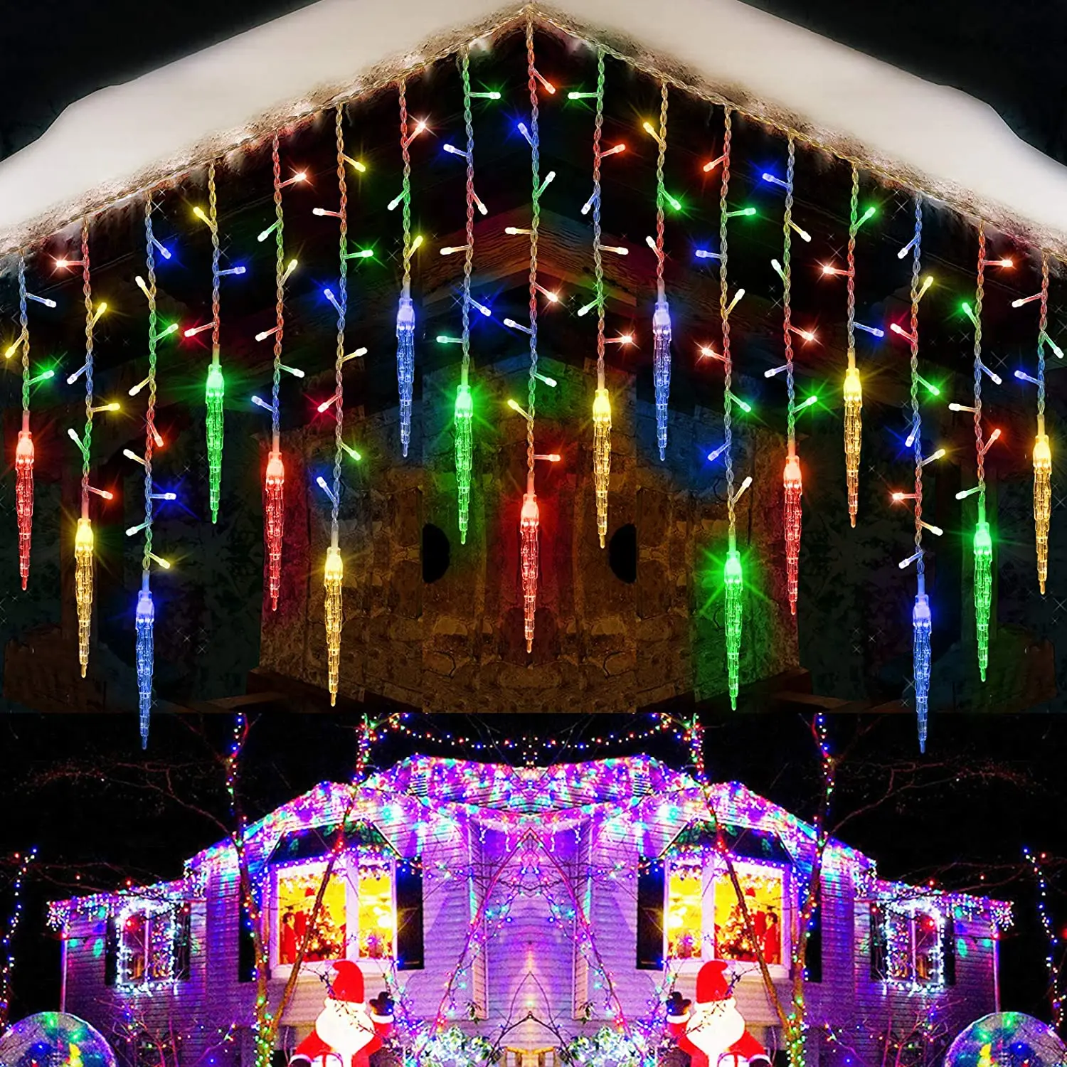 Street Garland on House Led Icicle Lights Christmas Ornaments New Year 2026 Home Decor Four Light Colors Available Ice Festoon