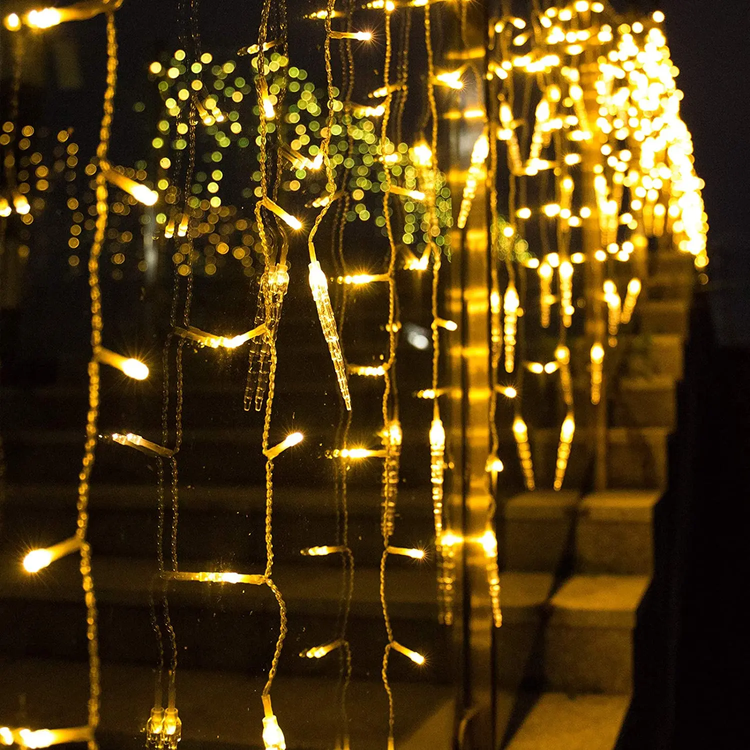 Street Garland on House Led Icicle Lights Christmas Ornaments New Year 2026 Home Decor Four Light Colors Available Ice Festoon