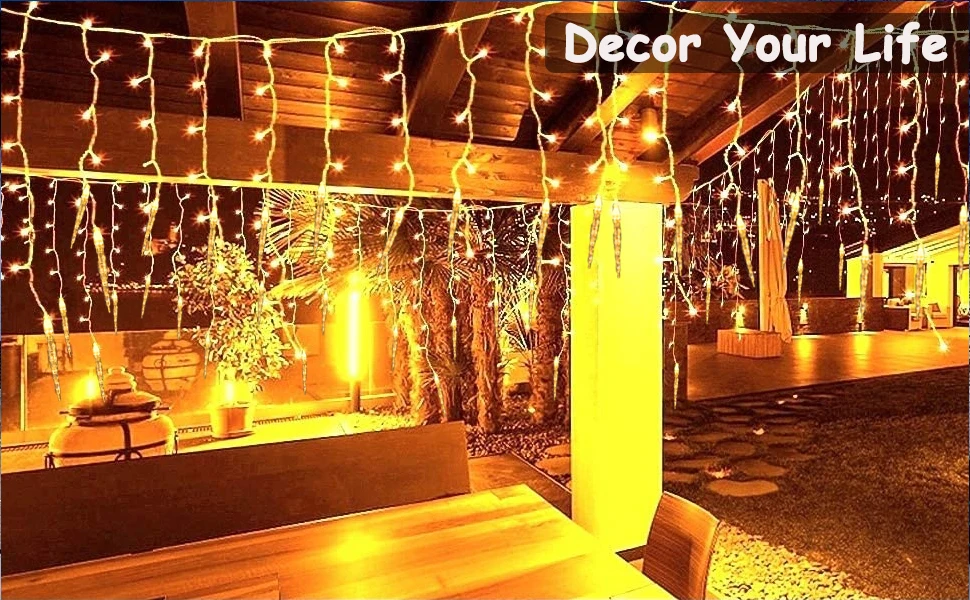 Street Garland on House Led Icicle Lights Christmas Ornaments New Year 2026 Home Decor Four Light Colors Available Ice Festoon