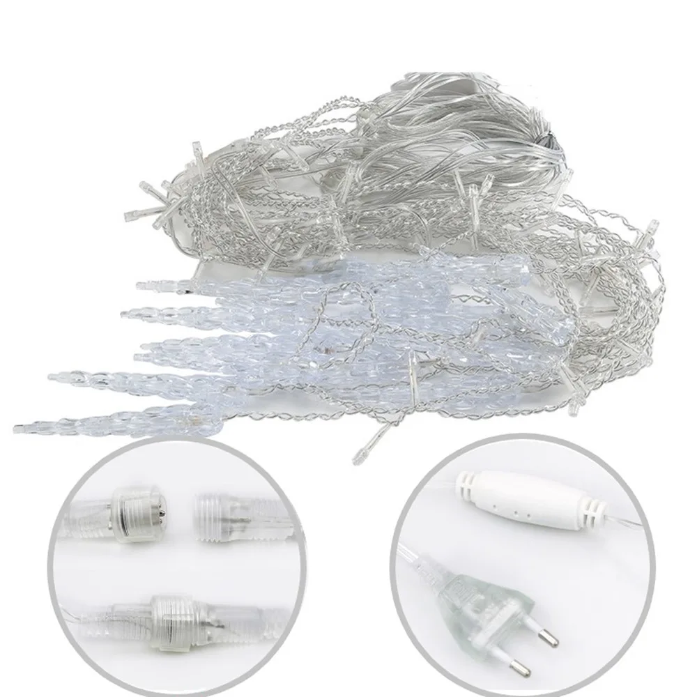 Street Garland on House Led Icicle Lights Christmas Ornaments New Year 2026 Home Decor Four Light Colors Available Ice Festoon