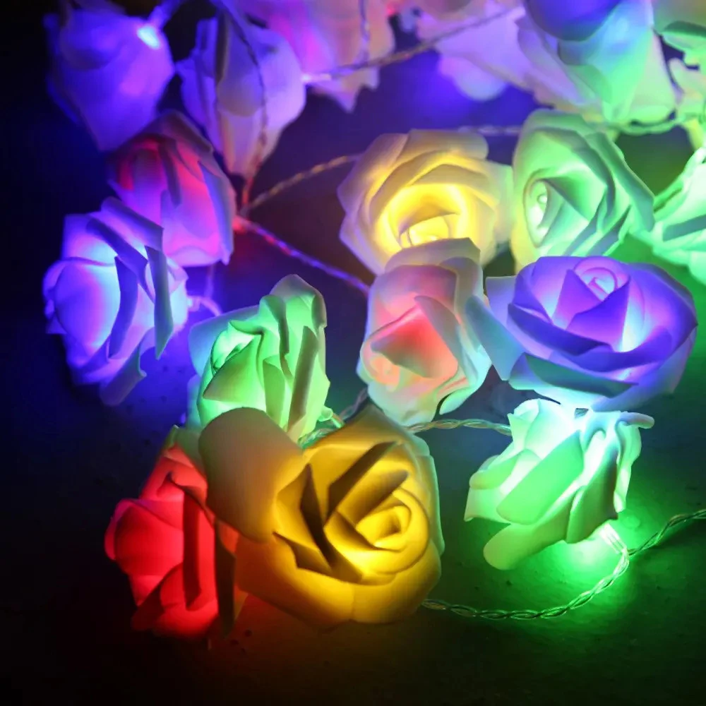 5V USB/Battery Power Red Pink Warm Blue RGB Rose Flower LED String Light 1.5M 3m 6M 10M Wedding Christmas Decoration Fairy Lamp