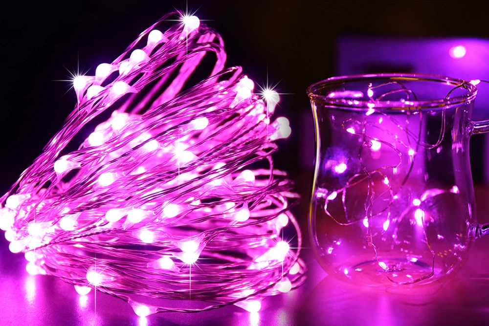 LED Silver Wire Fairy Lights Battery Operated Waterproof Led String with On Off Switch for Wedding Christmas Party Home Decor