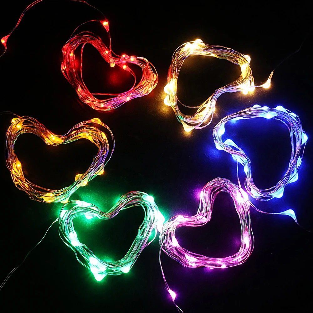 LED Silver Wire Fairy Lights Battery Operated Waterproof Led String with On Off Switch for Wedding Christmas Party Home Decor