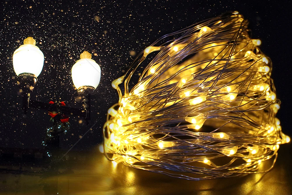 LED Silver Wire Fairy Lights Battery Operated Waterproof Led String with On Off Switch for Wedding Christmas Party Home Decor