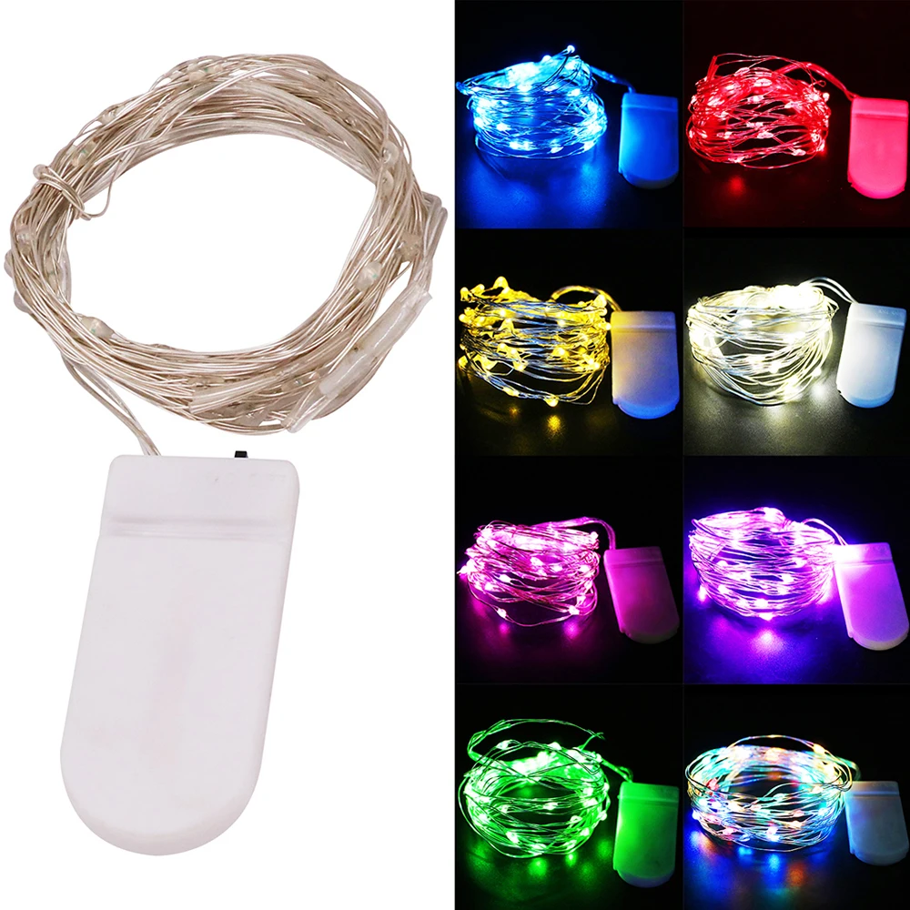 LED Silver Wire Fairy Lights Battery Operated Waterproof Led String with On Off Switch for Wedding Christmas Party Home Decor