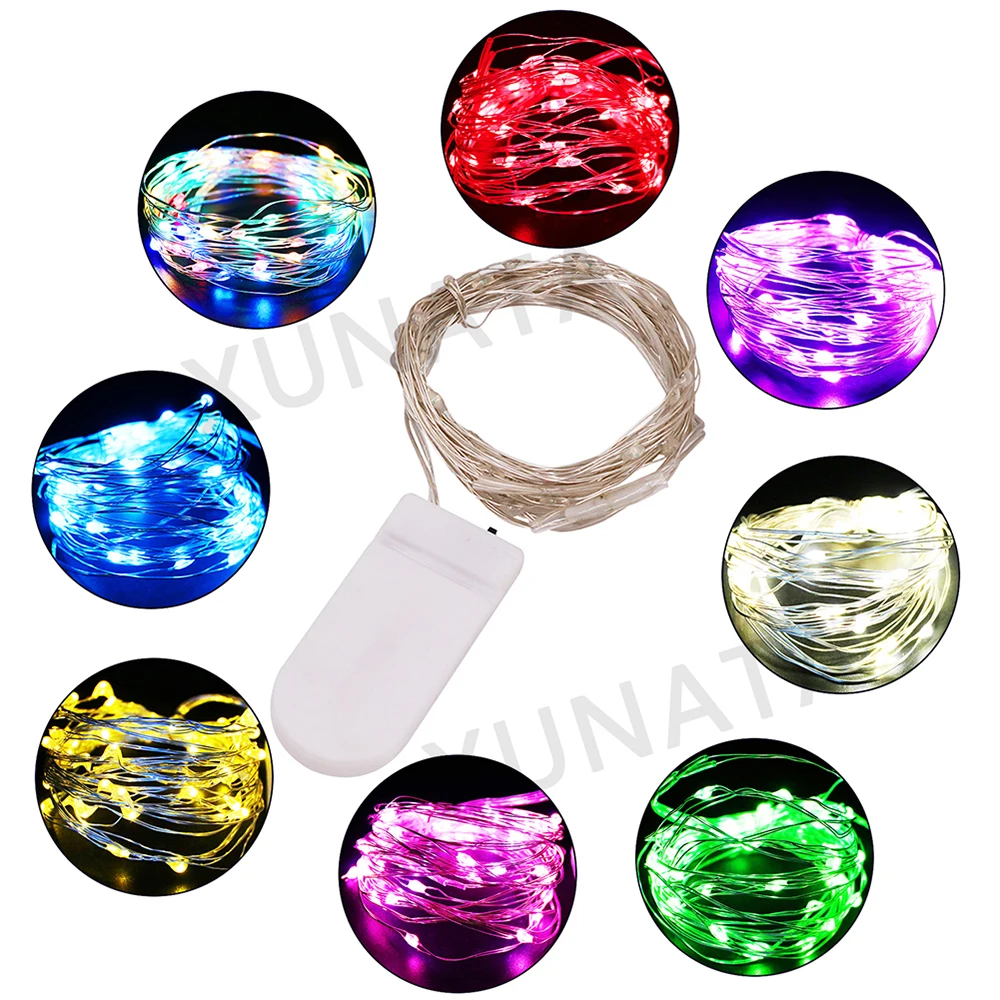 LED Silver Wire Fairy Lights Battery Operated Waterproof Led String with On Off Switch for Wedding Christmas Party Home Decor
