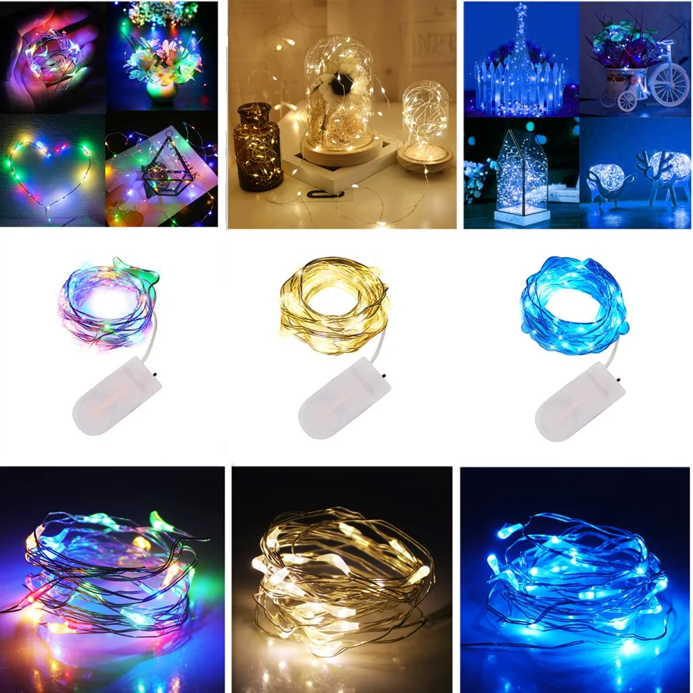 Waterproof Fairy Light Mini CR2032 Battery Powered Copper Wire String Lamps Garland Christmas Party Lighting Decoration