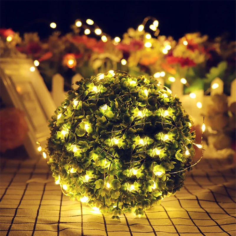 9 Color Copper Wire Fairy Garland Lamp 2M 20 LED String Lights Christmas Wedding Home Party Decoration Powered By CR2032 Battery