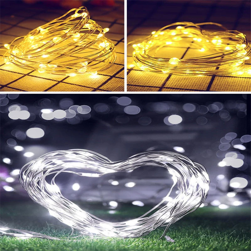 9 Color Copper Wire Fairy Garland Lamp 2M 20 LED String Lights Christmas Wedding Home Party Decoration Powered By CR2032 Battery