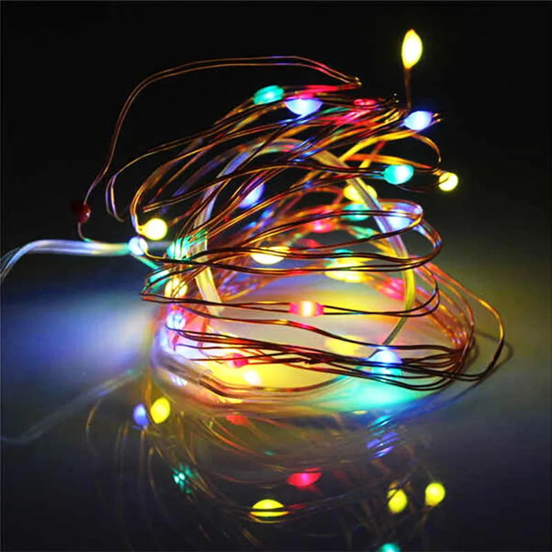 9 Color Copper Wire Fairy Garland Lamp 2M 20 LED String Lights Christmas Wedding Home Party Decoration Powered By CR2032 Battery