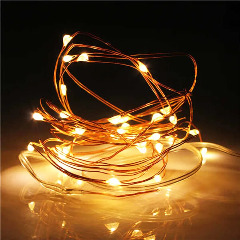 9 Color Copper Wire Fairy Garland Lamp 2M 20 LED String Lights Christmas Wedding Home Party Decoration Powered By CR2032 Battery