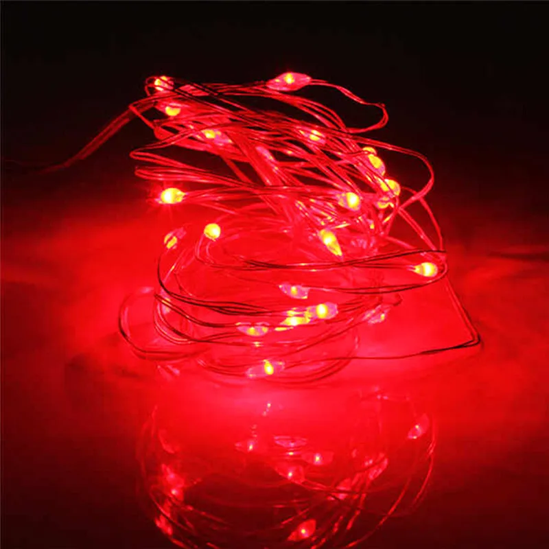 9 Color Copper Wire Fairy Garland Lamp 2M 20 LED String Lights Christmas Wedding Home Party Decoration Powered By CR2032 Battery
