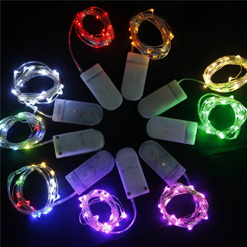 9 Color Copper Wire Fairy Garland Lamp 2M 20 LED String Lights Christmas Wedding Home Party Decoration Powered By CR2032 Battery