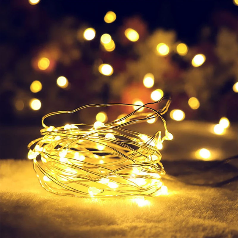 9 Color Copper Wire Fairy Garland Lamp 2M 20 LED String Lights Christmas Wedding Home Party Decoration Powered By CR2032 Battery