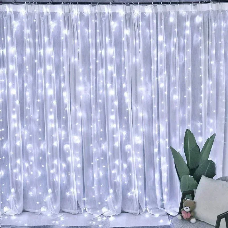 USB Plug Wedding Garland Valentine's Day Ramadan EID Mubarak Decoration for Home Curtain Lights 8 Modes LED Curtain Fairy Light