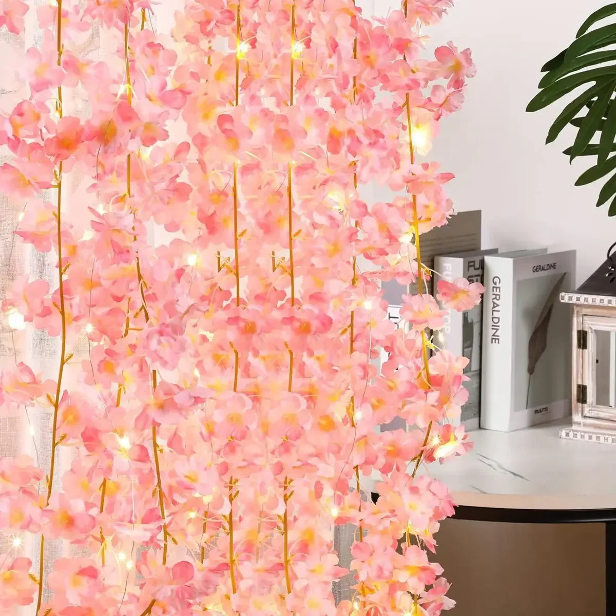 2M 20LEDs Cherry Blossom Fairy String Battery Light Garland Artificial Flower Vines Lights for Wedding Party Holiday Decoration