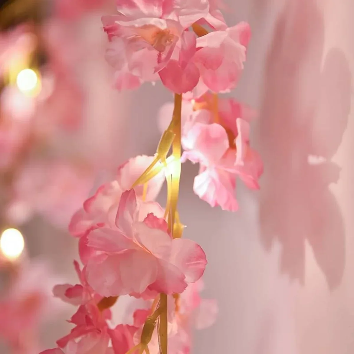 2M 20LEDs Cherry Blossom Fairy String Battery Light Garland Artificial Flower Vines Lights for Wedding Party Holiday Decoration