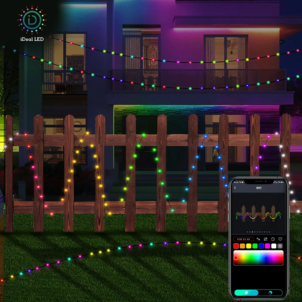 USB RGBIC Smart Fairy Lights WS2812B Waterproof PVC Wire Bluetooth String Light Decoration for Christmas Party Wedding Home