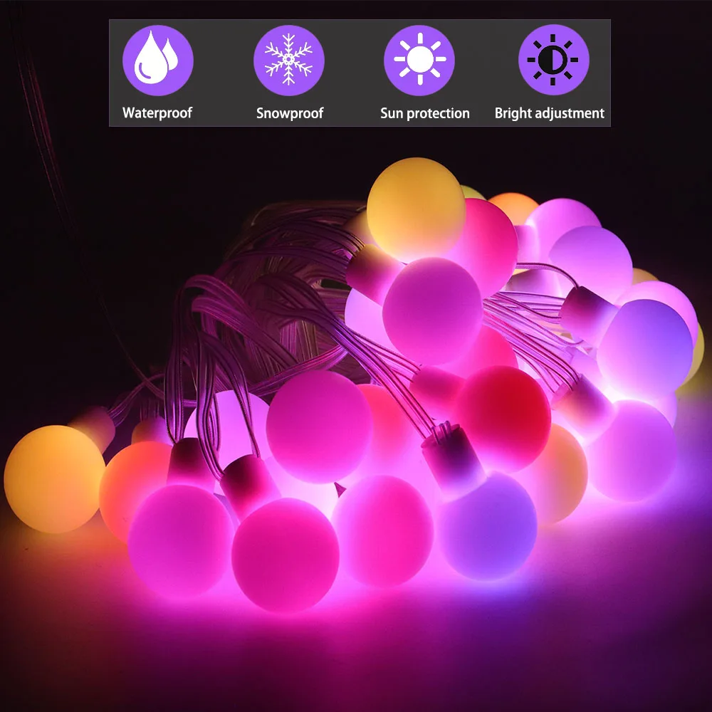 DC5V WS2812B Dream Color RGB LED Round Ball String Lights Christmas Party Birthday Decoration Addressable Individually IP67