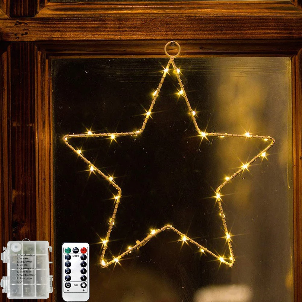1pc Five-pointed Star String Lights, LED Star Lights, Decorative Star Lights with 8 Lighting Modes/Timer Christmas Decorations