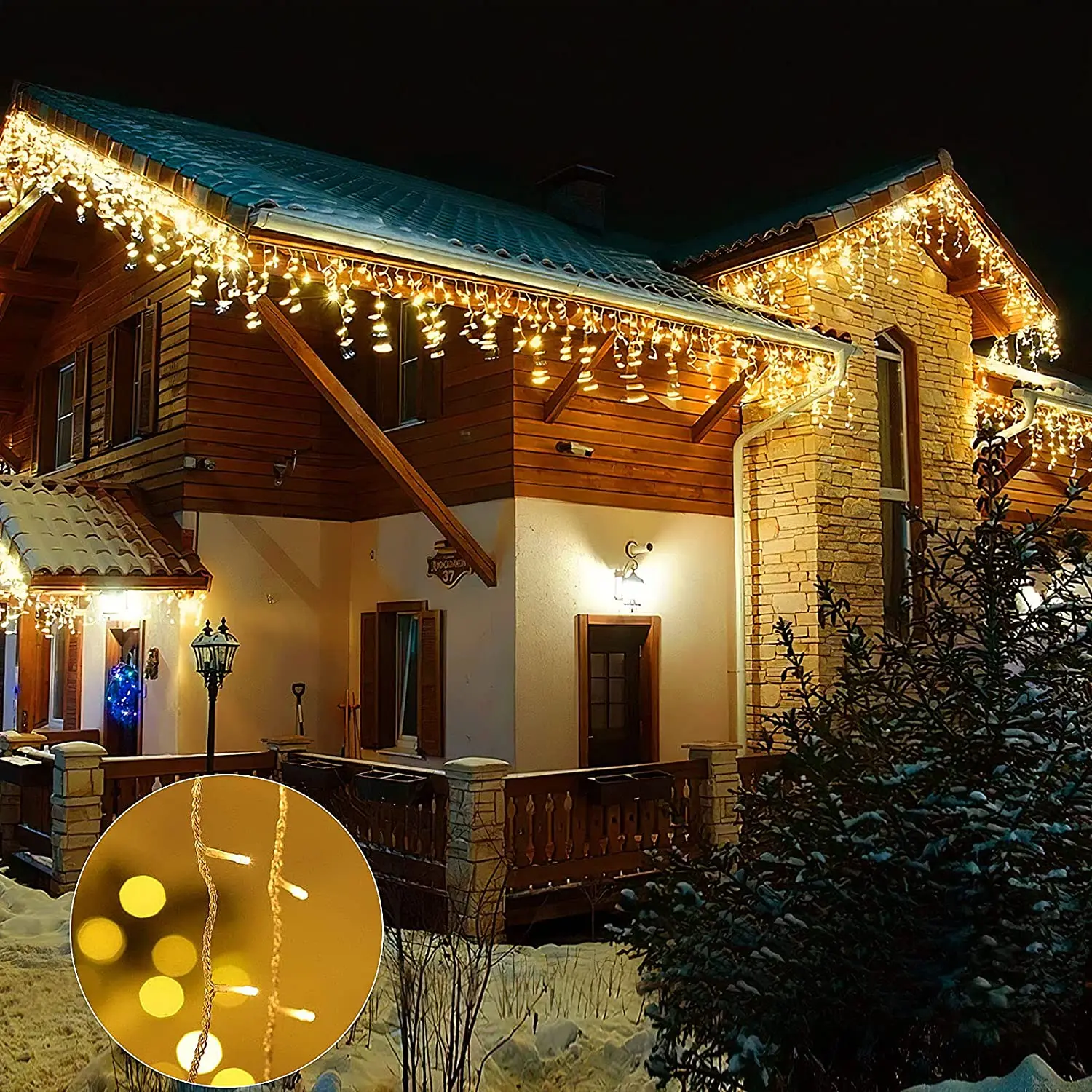 Christmas Decoration 2024/2025 icicle Led Curtain Lights for Outdoor Droop 0.4/0.5/0.6M Christmas Lights for home New Year 2025
