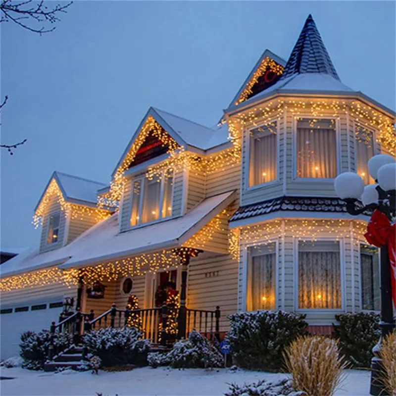 Christmas Decoration 2024/2025 icicle Led Curtain Lights for Outdoor Droop 0.4/0.5/0.6M Christmas Lights for home New Year 2025